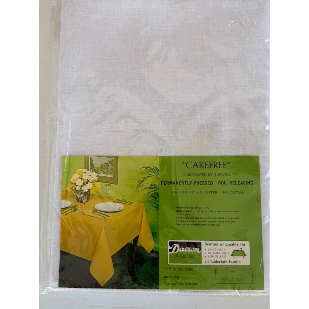Tablecloth Dupont Permanently Pressed White NIP 52"x52"